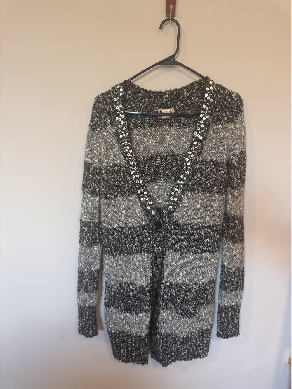 Y2K Mudd Striped Black and Gray Size Womens L Cardigan